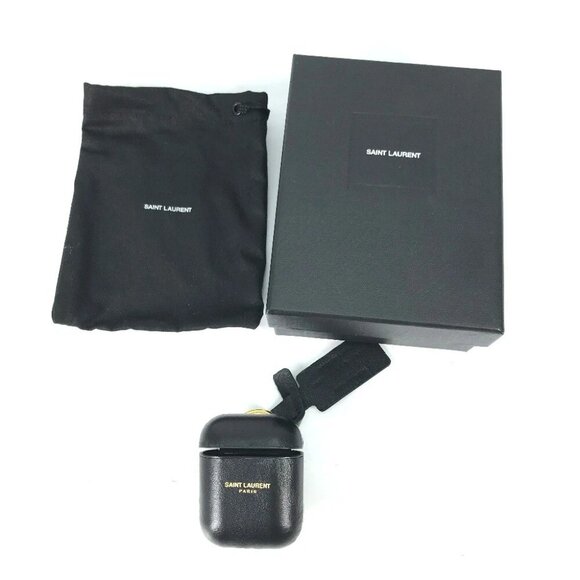 SAINT LAURENT PARIS 635662 logo airpods case key holder Earphone case Black - Picture 8 of 14